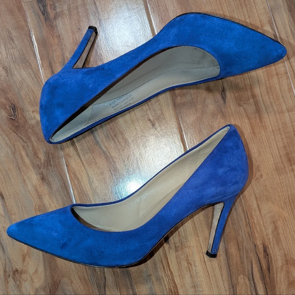 J.‎ Crew Blue Genuine Suede Leather Pointed Toe Heels Women's 6.5 Pumps Office